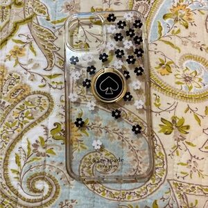 Clear Floral Phone Case with Black Ring Holder
